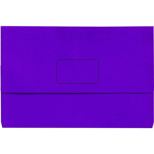 Marbig Slimpick Manilla Document Wallet Foolscap 30mm Gusset Purple Pack Of 10