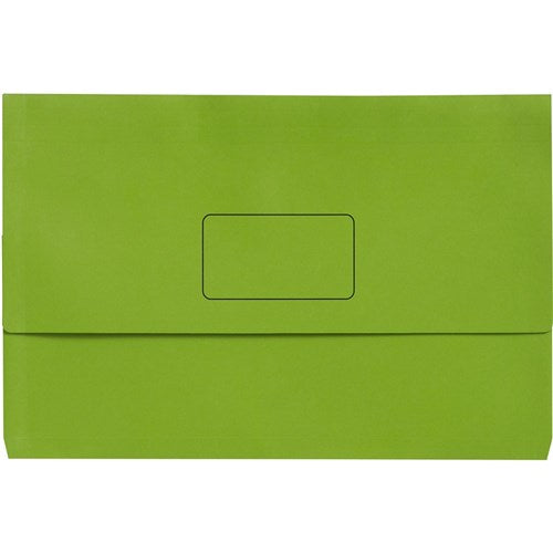 Marbig Slimpick Manilla Document Wallet Foolscap 30mm Gusset Green Pack Of 10