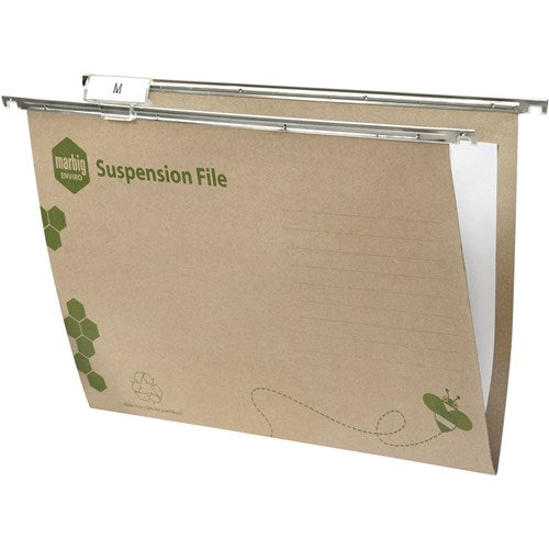 Marbig Enviro Suspension Files Foolscap With Nylon Runners & Tabs & Inserts Kraft Box Of 50