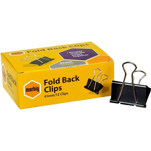 Marbig Foldback Clips 41mm Black Box Of 12 | Better Office