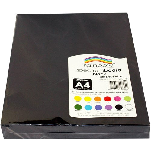 Rainbow Spectrum Board A4 220 gsm Black 100 Sheets