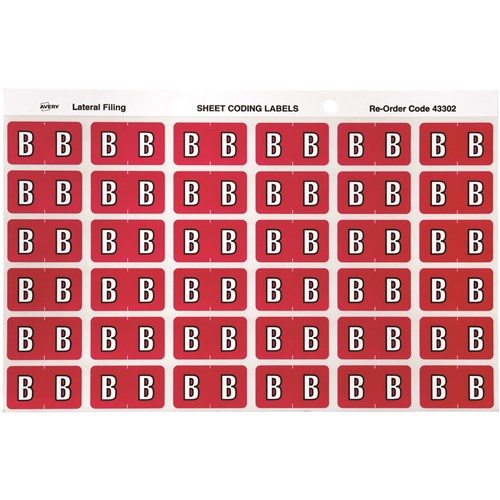 Avery Alphabet Coding Label B Side Tab 25x38mm Magenta Pack Of 180