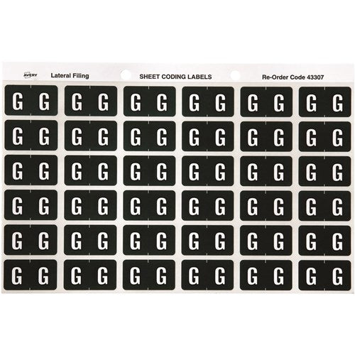 Avery Alphabet Coding Label G Side Tab 25x38mm Dark Green Pack Of 180