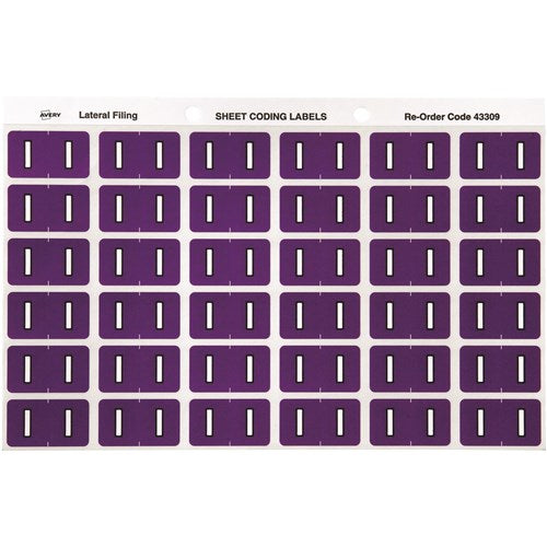 Avery Alphabet Coding Label I Side Tab 25x38mm Purple Pack Of 180