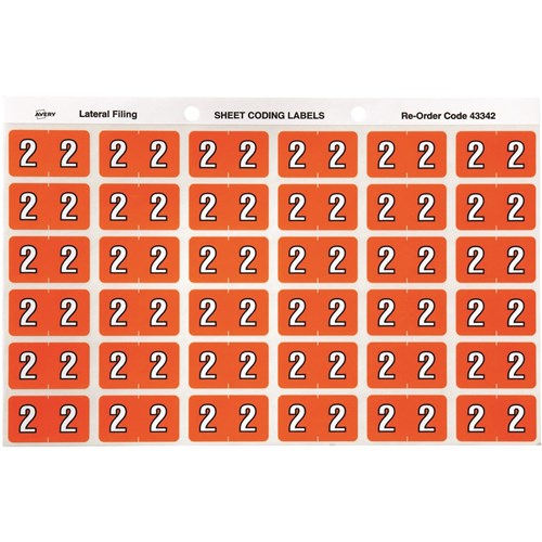 Avery Numeric Coding Label 2 Side Tab 25x38mm Orange Pack Of 180