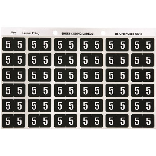 Avery Numeric Coding Label 5 Side Tab 25x38mm Dark Green Pack Of 180