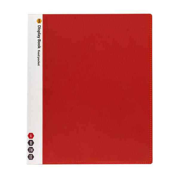 DISPLAY BOOK MARBIG A4 INSERT COVER NON-REFILLABLE RED 20P