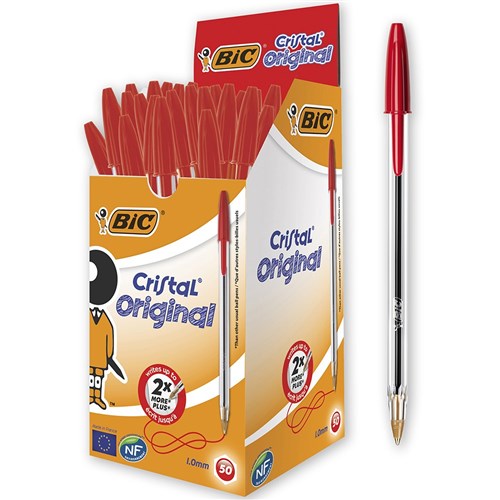 Bic Cristal Original Ballpoint Pen Medium 1mm Red Box of 50 | Better Office