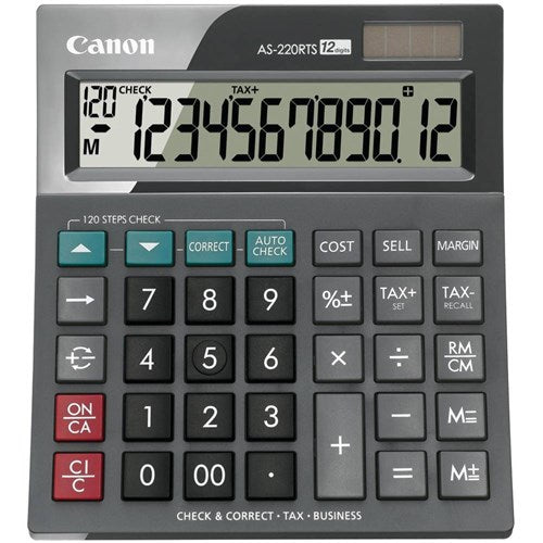 Canon AS-220RTS Desktop Calculator 12 Digit Black