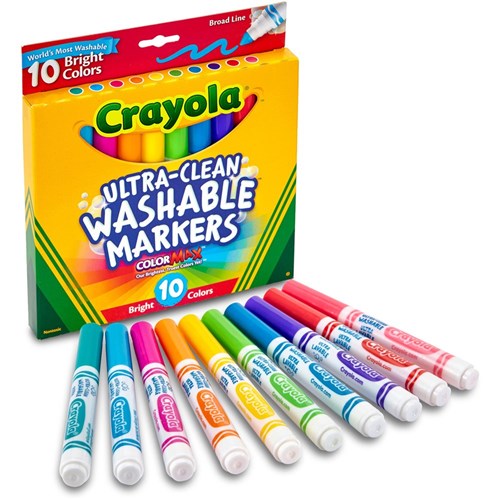 Crayola Ultra Clean Washable Broadline Marker Bright Assorted Pack of 10