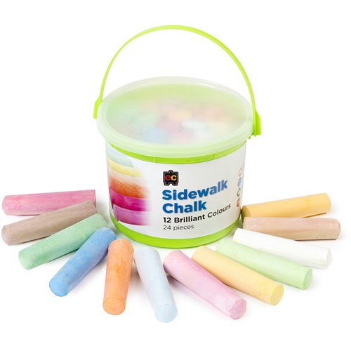 EC Chalk Jumbo Sidewalk 100x25mm Bright Colours Bucket of 24