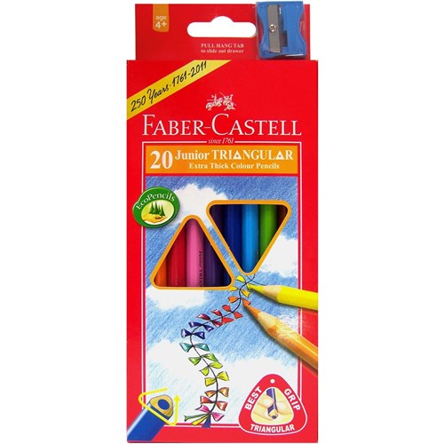 Faber-Castell Junior Triangular Coloured Pencils Assorted Pack of 20