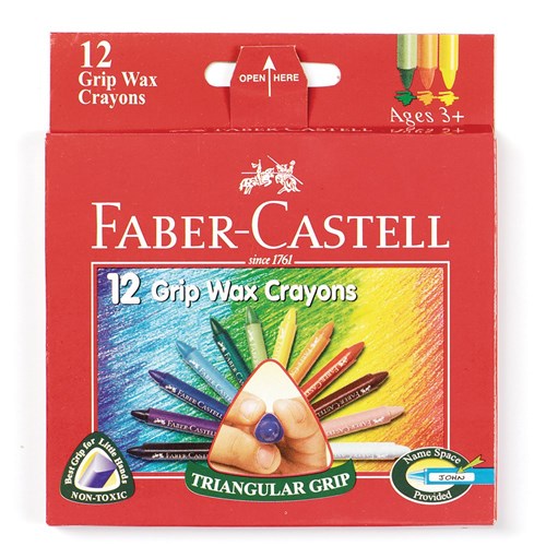 Faber-Castell Wax Triangular Crayons Assorted Pack of 12