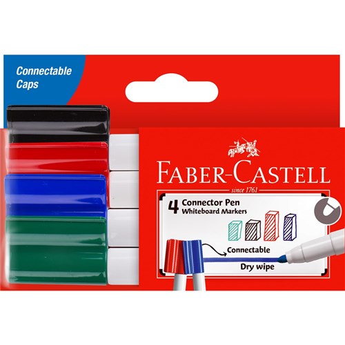 Faber-Castell Connector Whiteboard Marker Assorted Colours Pack of 4 | Better Office