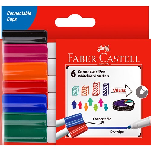 Faber-Castell Connector Whiteboard Marker Assorted Pack of 6 | Better Office