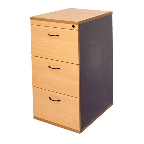 Rapidline Rapid Worker Filing Cabinet 3 Drawer 465W x 600D x 998mmH Beech And Ironstone