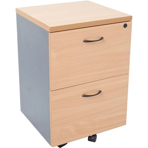 Rapidline Rapid Worker Mobile Pedestal 2 File Drawer 465W x 447D x 690mmH Beech/Ironstone