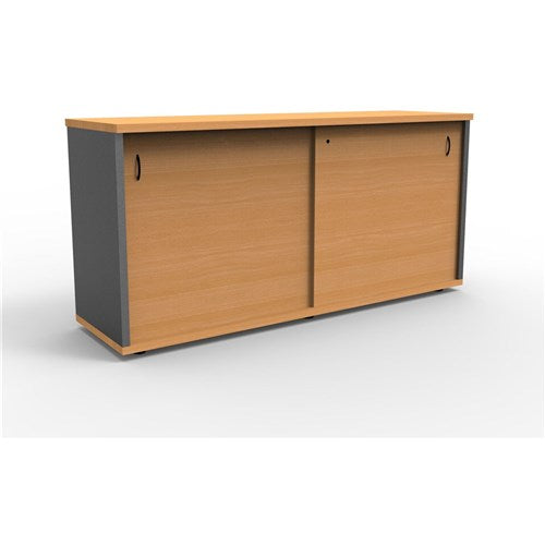 Rapidline Credenza Sliding Doors 1500W x 450D x 730mmH Beech And Ironstone | Better Office
