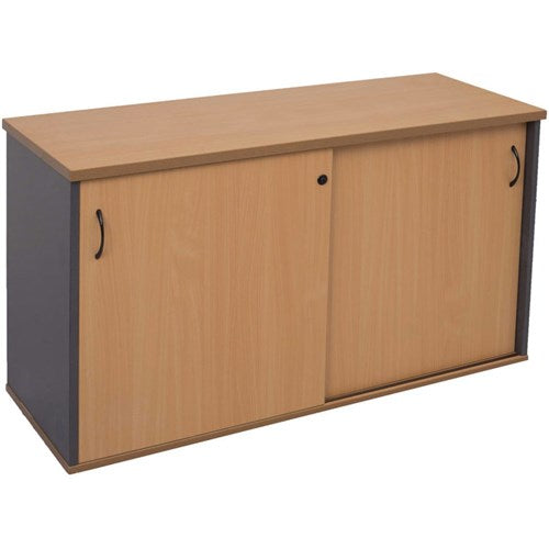 Rapidline Credenza Sliding Doors 1800W x 450D x 730mmH Beech And Ironstone | Better Office