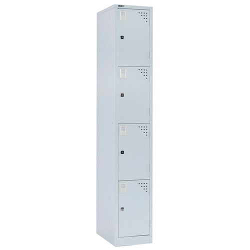 Rapidline Go Locker 4 Door 305W x 455D x 1830mmH Silver Grey