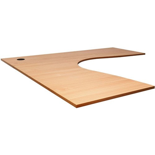 Rapidline Corner Workstation Top Only 1500/1500W x 700D x 25mmD With Cable Port Beech | Better Office