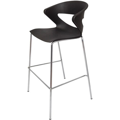 Rapidline Taurus Stool 4 Leg Chrome Frame Poly Shell Black