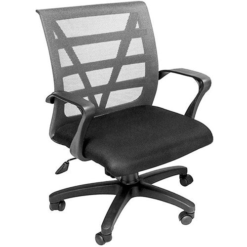 Rapidline Vienna Office Chair Medium Mesh Back With Arms Fabric Seat Silver Mesh Back