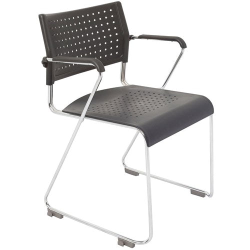 Rapidline Wimbledon Chair With Arms Chrome Sled Base Black