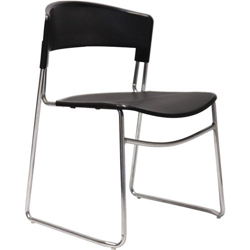 Rapidline Zola Visitor Chair Chrome Sled Base Polypropylene Black Seat and Back