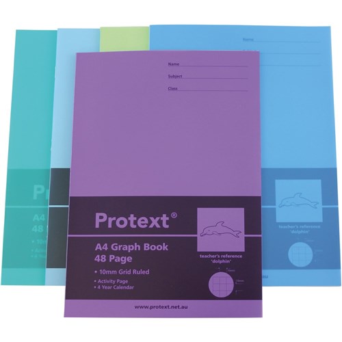 Protext Graph Book A4 10mm Squares 48 Page 70gsm Poly Cover Dolphin | Better Office