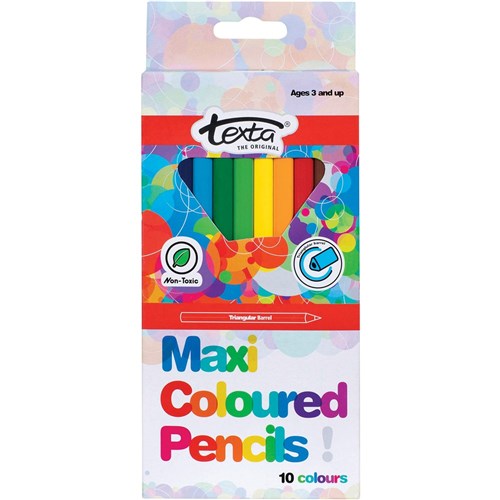Texta Maxi Triangular Coloured Pencils Assorted Pack Of 10