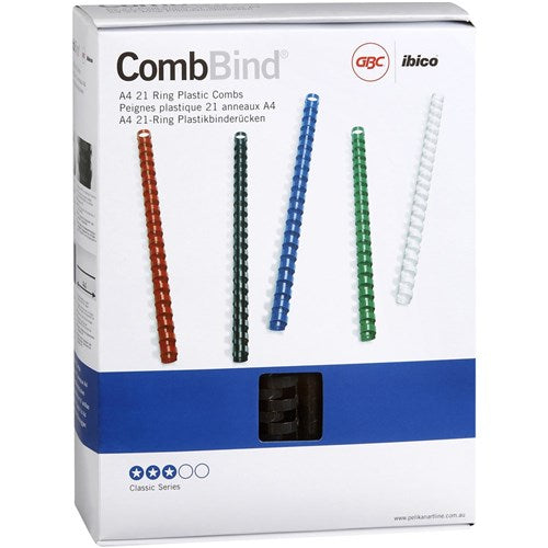 GBC Plastic Binding Comb 25mm 21 Loop 225 Sheets Capacity Black Pack Of 50 | Better Office