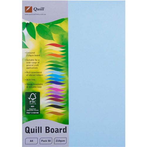 Quill Board A4 210gsm Powder Blue Pack of 50