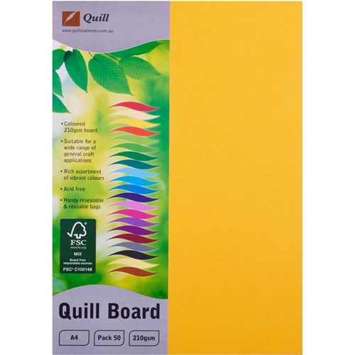 Quill Board A4 210gsm Sunshine Pack of 50 | Better Office