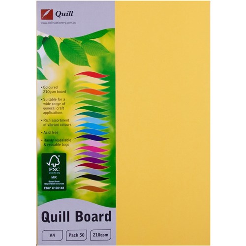 Quill Board A4 210gsm Lemon Pack of 50 | Better Office