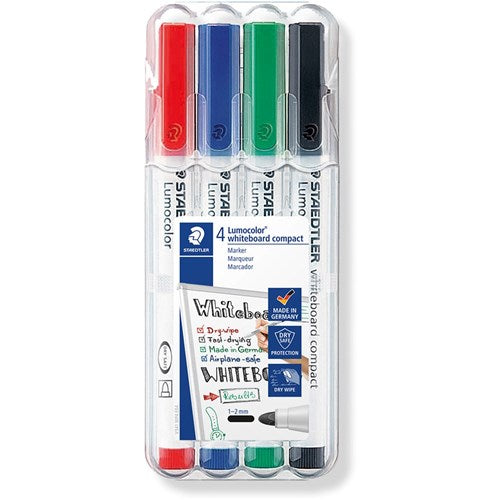 Staedtler 341 Lumocolor Whiteboard Marker Bullet 1-2mm Assorted Wallet of 4