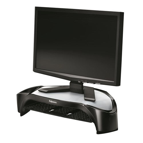 Fellowes Smart Suites Corner Monitor Riser With Tray Black | Better Office