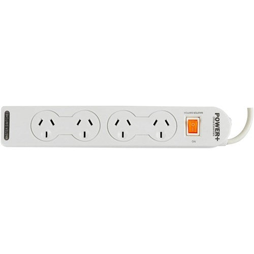 Italplast Power+ 4 Outlet Powerboard Master Switch And Overload Protection White | Better Office