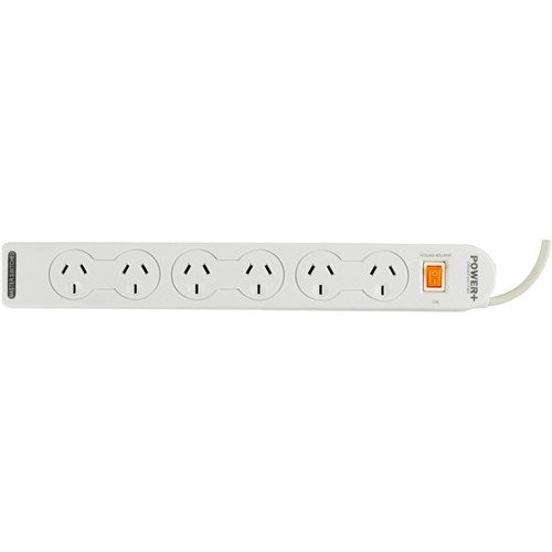 Italplast Power+ 6 Outlet Powerboard Master Switch And Overload Protection White | Better Office