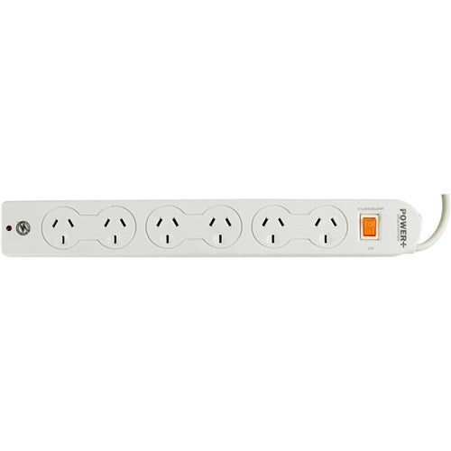 Italplast Power+ 6 Outlet Powerboard Master Switch Surge And Overload Protection White | Better Office