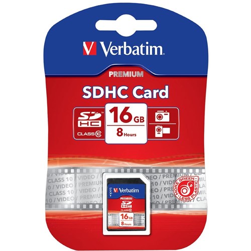 Verbatim Premium SDHC Memory Card Class 10 16GB Black