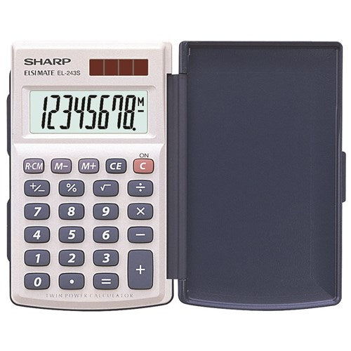 Sharp EL-243S Pocket Calculator 8 Digit Rubberised Keys Grey | Better Office