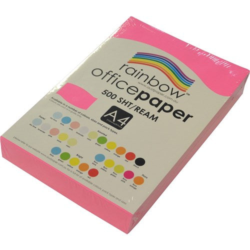 Rainbow Office Copy Paper A4 75gsm Fluoro Pink Ream of 500