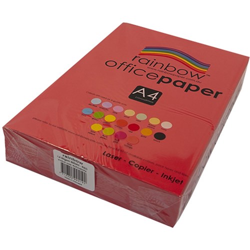 Rainbow Office Copy Paper A4 80gsm Red Ream of 500