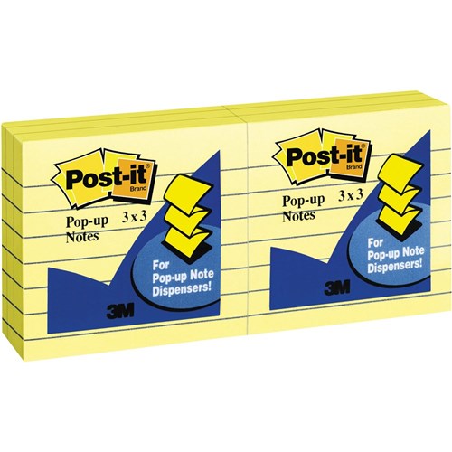 Post-It R335-YL Pop Up Notes 76x76mm Refill Lined Yellow Pack of 6