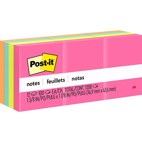 Post-It 653AN Assorted Notes 35mmx48mm Poptimistic Pack of 12