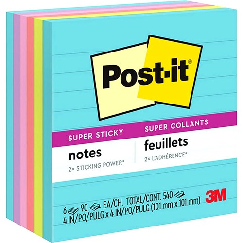 Post-It 675-6SSMIA Super Sticky Notes 100mmx100mm Supernova Neons Pack of 6