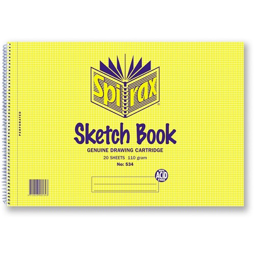 Spirax 534 Sketch Book Perforated A4 20 Sheets Side Opening BOX10