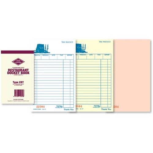 Zions CBT Docket Book Triplicate Carbonless 170x100mm 25 Sets