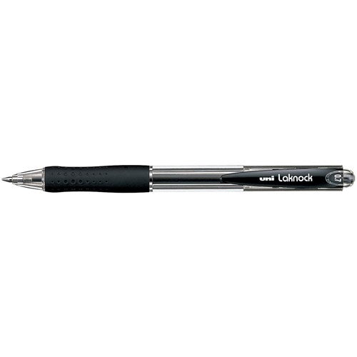 Uni SN100 Laknock Ballpoint Pen Retractable Fine 0.7mm Black BOX12